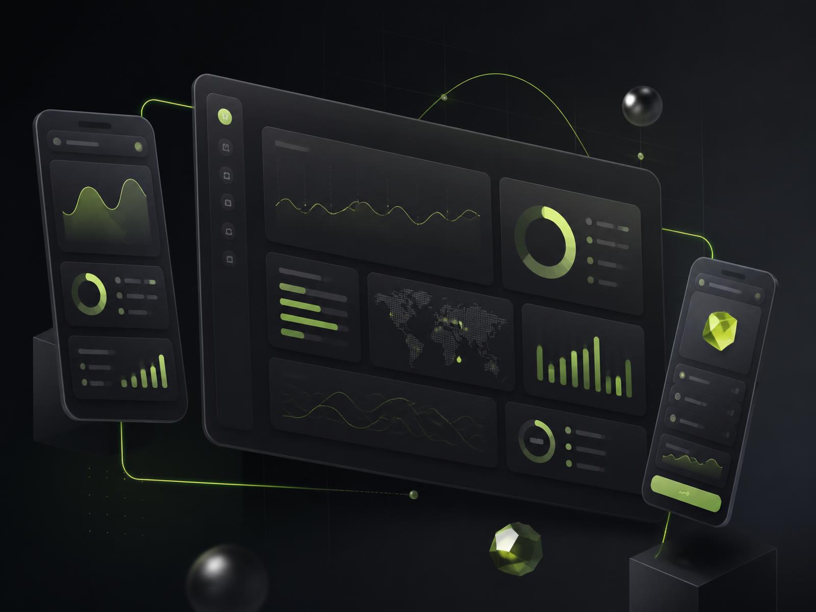Appysa product ecosystem: analytics dashboard with connected mobile application screens