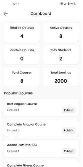 Instructor sales and payout dashboard