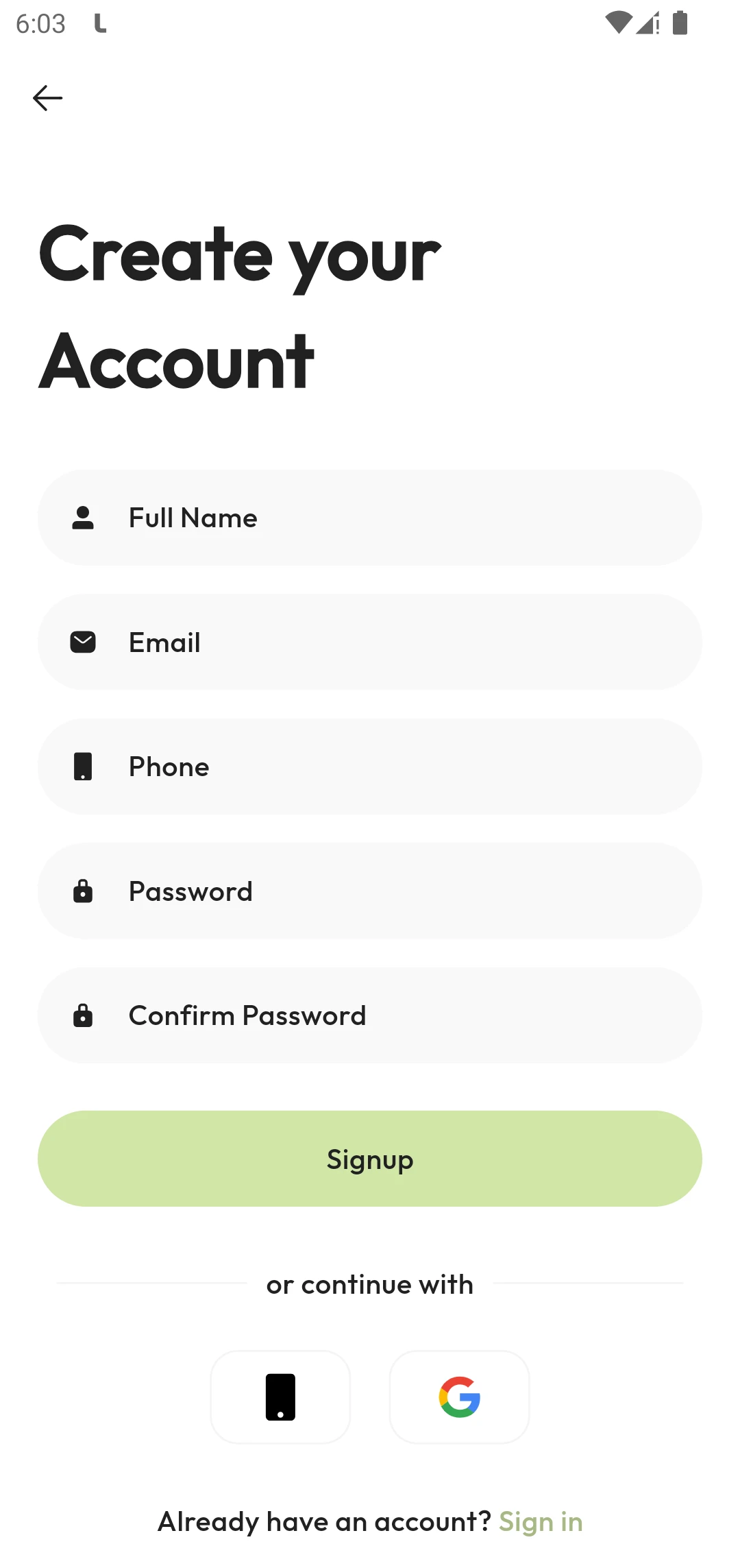 Taxisa Rider app — Signup / Sign in